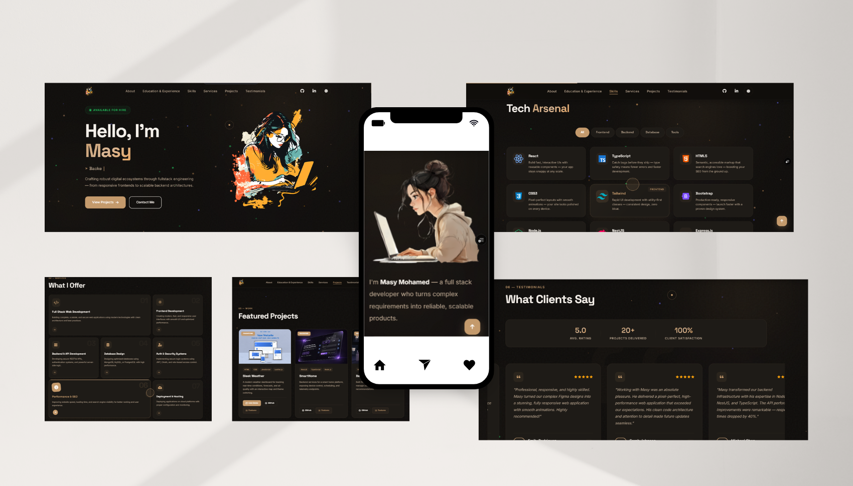 تصميم وتطوير بورتفوليو احترافي باستخدام React + Tailwind CSS