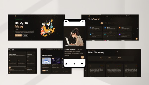 تصميم وتطوير بورتفوليو احترافي باستخدام React + Tailwind CSS