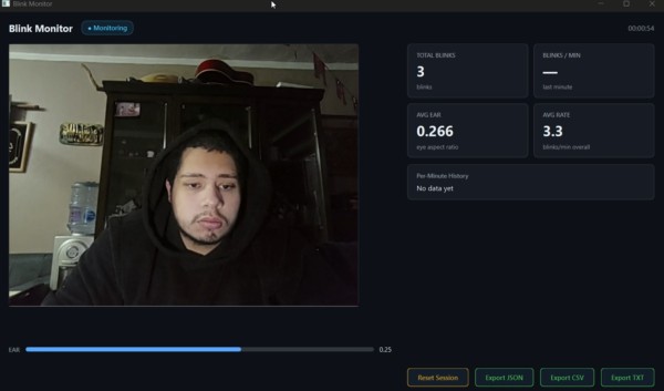 Blink Monitor with Computer Vision