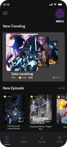 عمل واجهه مستخدم لتطبيق مشاهده الانمي