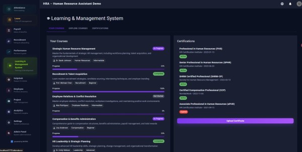 تطوير وجهة اماميه لبرنامج HRA System