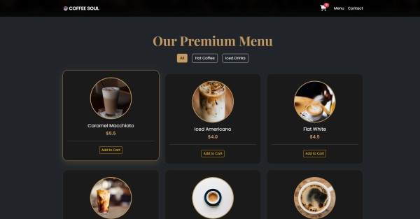 صفحة هبوط (Landing Page) عصرية وجذابة لكافيه مختص.
