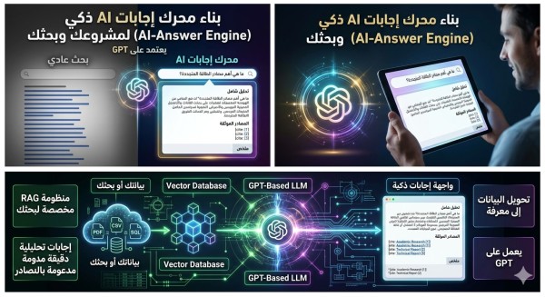 بناء محرك بحث ذكي (AI-Answer Engine) يعتمد على GPT لمشروعك أو بحثك.