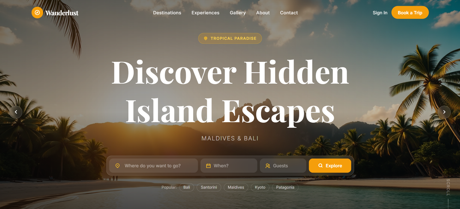 Tourism Oriented Landing Page