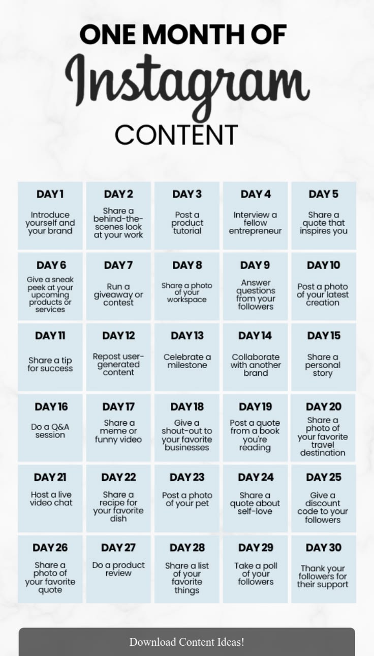 instagram content calendar