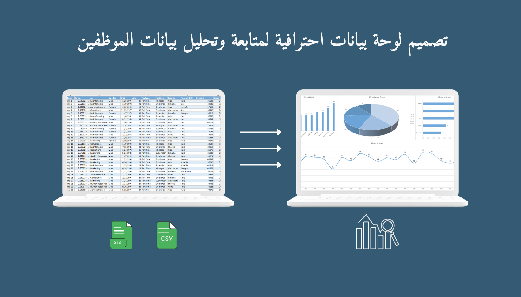 تصميم لوحة بيانات HR Dashboard احترافية لمتابعة وتحليل بيانات الموظفين