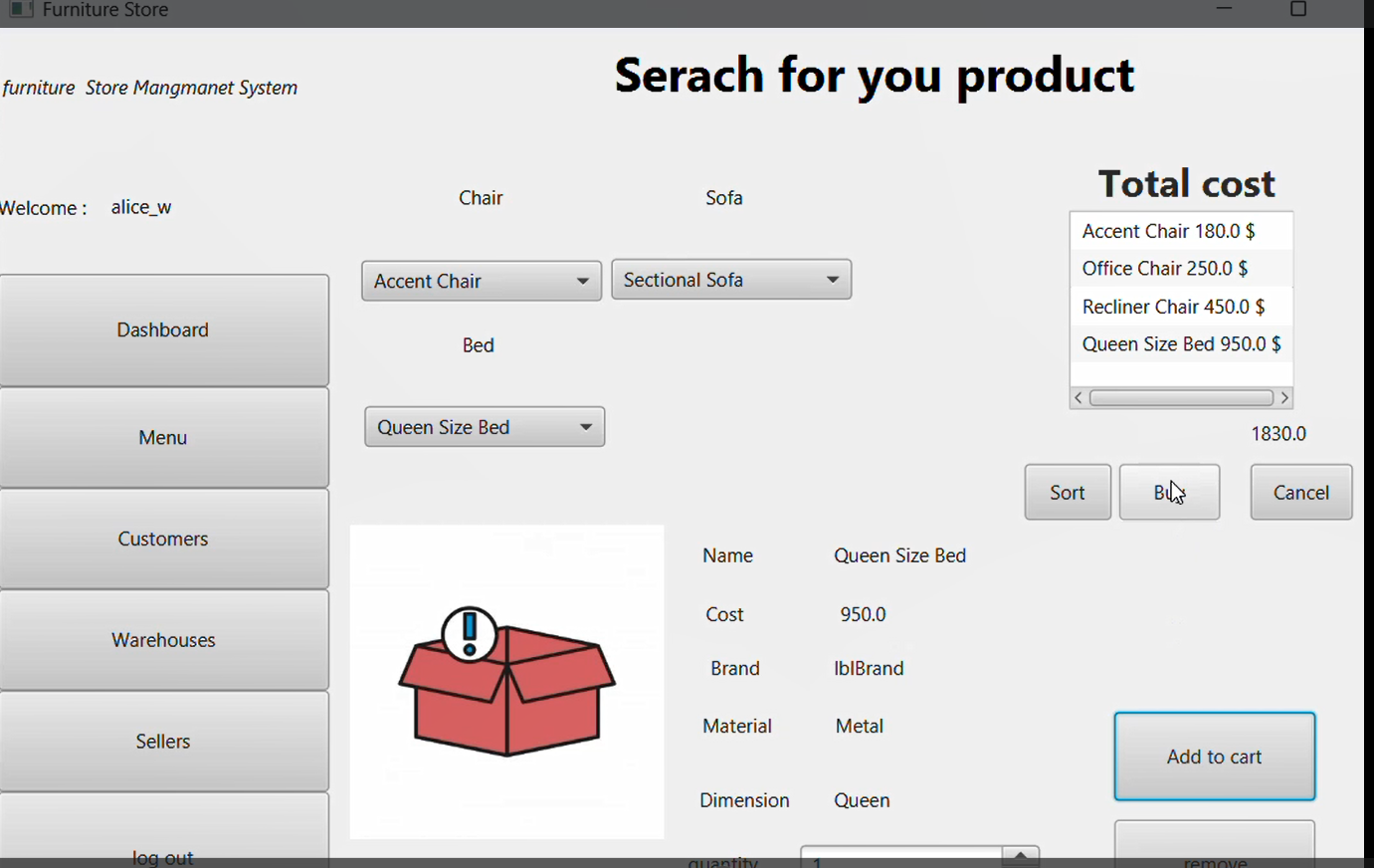 E-Commerce Furniture Store – Full Stack Desktop Application