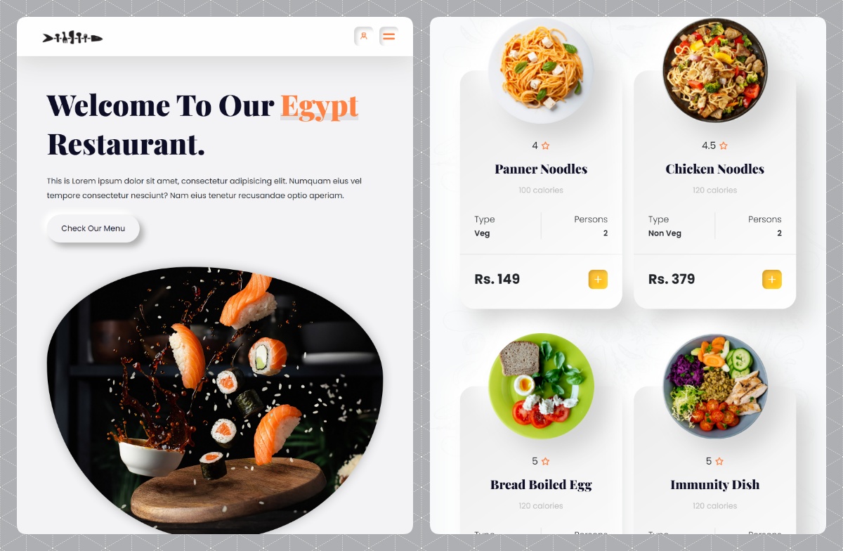تصميم موقع  Egypt restaurant
