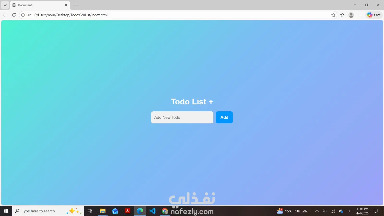 تطوير واجهة مستخدم لتطبيق قائمة مهام تفاعلي (Interactive Todo List App Webpage)