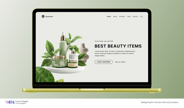 قسم الصفحة الرئيسية لصفحة هبوط منتجات تجميل - Landing Page