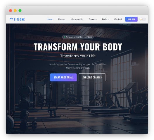 FitZone Gym – Modern Fitness Landing Page