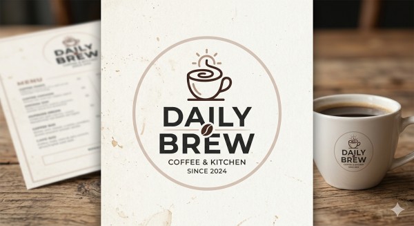 تصميم هوية بصرية وشعار حديث لمقهى "Daily Brew"
