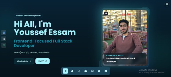 تصميم portofolio بواسطه React and Tailwind